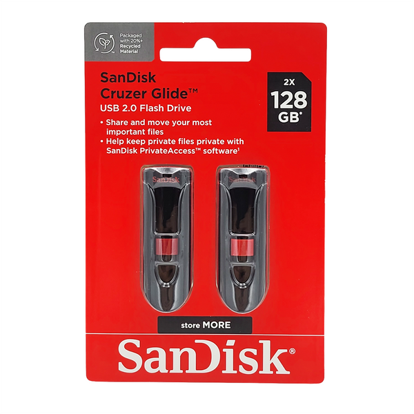 2x USB SanDisk Cruzer Glide USB 2.0 Flash Drive - 128 GB